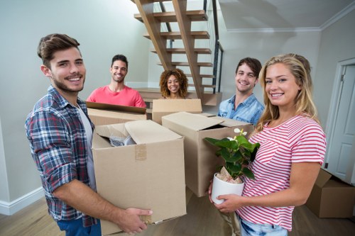 Removal van loaded securely with safety-focused equipment