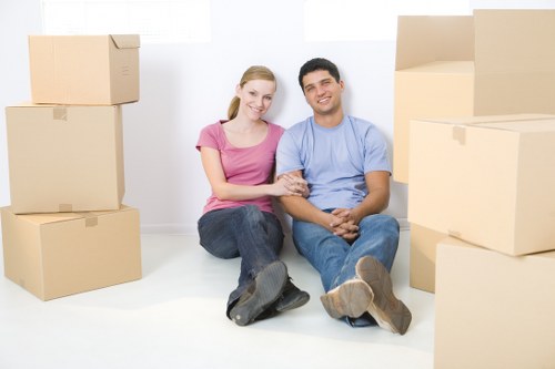 Eco-friendly packing boxes and reusable materials prepared for a Pimlico move