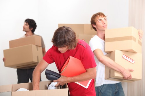 Packing and labelling items for an office relocation in Pimlico