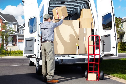 Removal van parked during a central London move