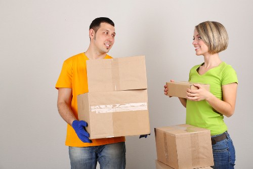 Preparing items and packing boxes for a move in Pimlico